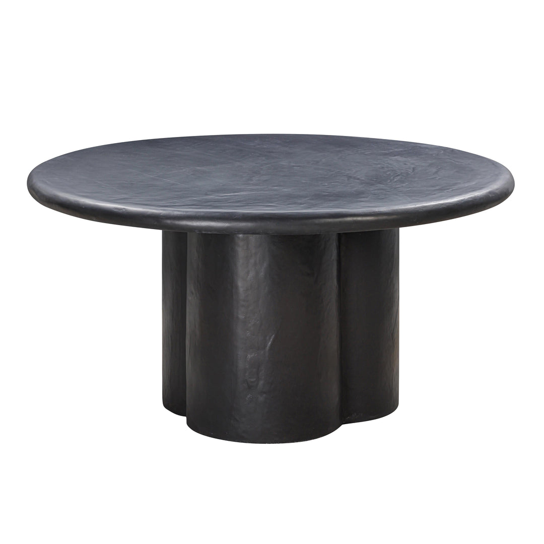 Elika 59" Black Faux Plaster Indoor/Outdoor Round Dining Table