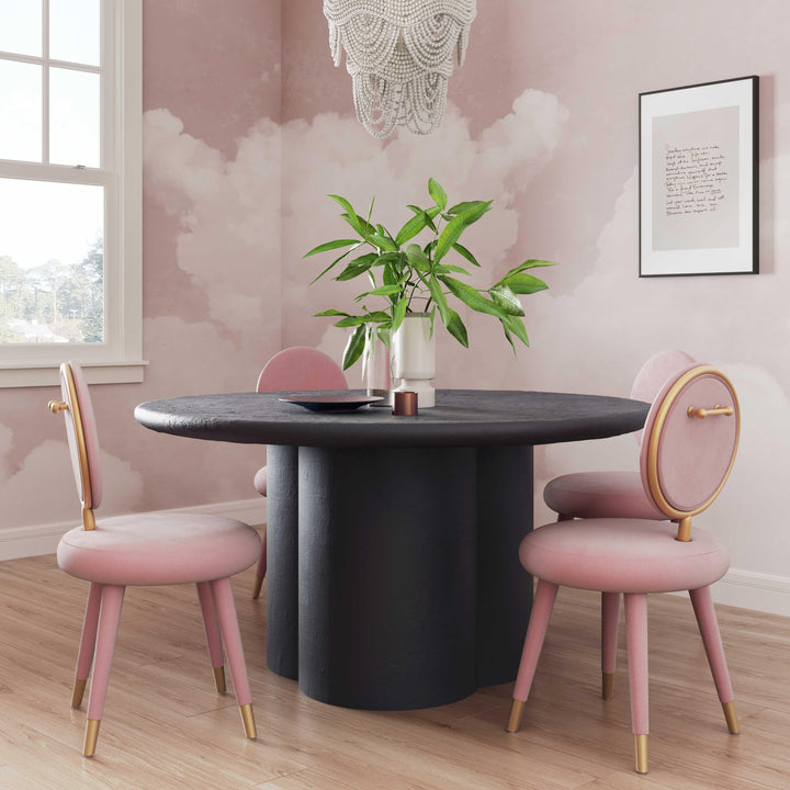 Elika 59" Black Faux Plaster Indoor/Outdoor Round Dining Table