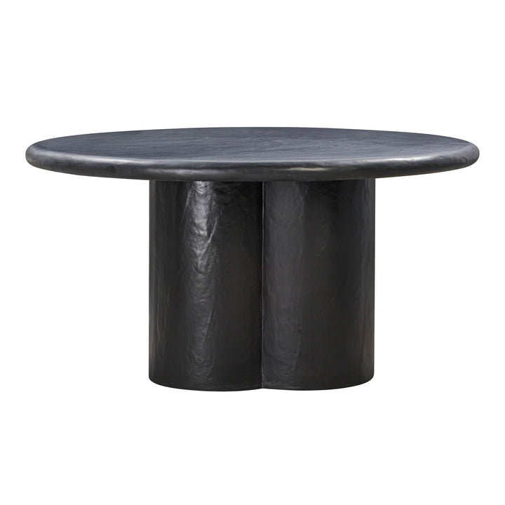 Elika 59" Black Faux Plaster Indoor/Outdoor Round Dining Table