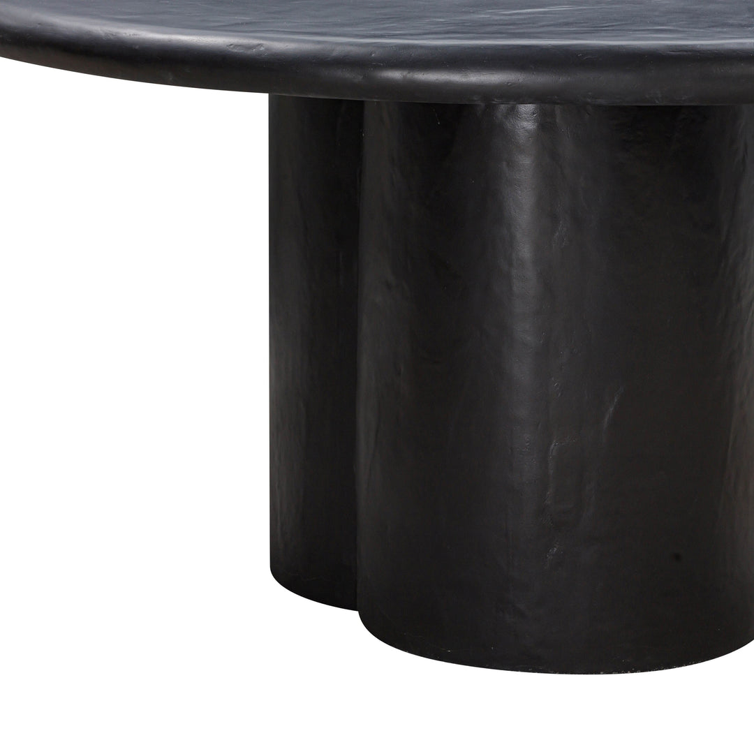 Elika 59" Black Faux Plaster Indoor/Outdoor Round Dining Table
