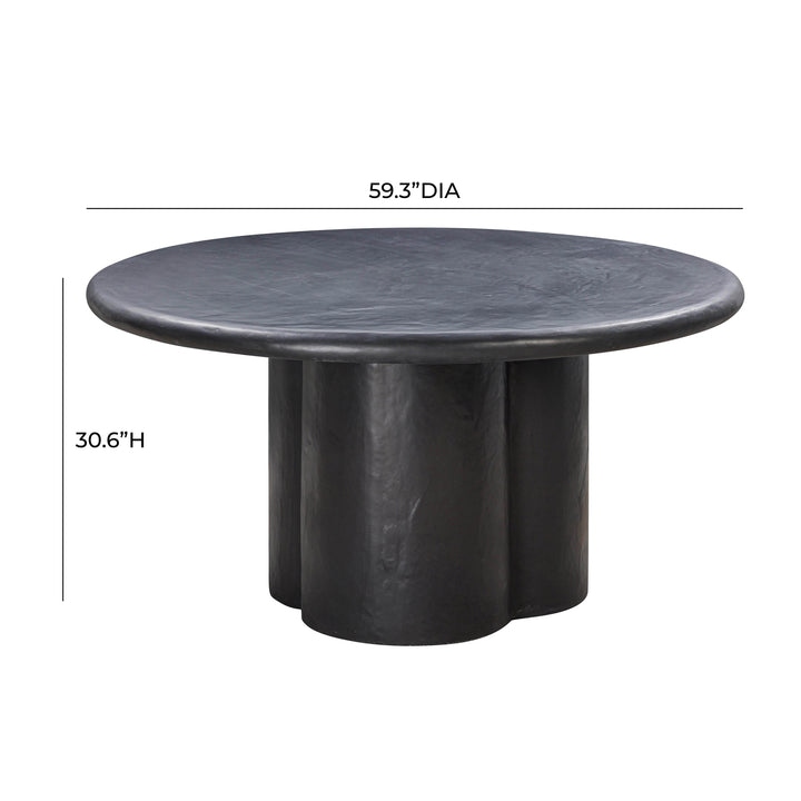 Elika 59" Black Faux Plaster Indoor/Outdoor Round Dining Table
