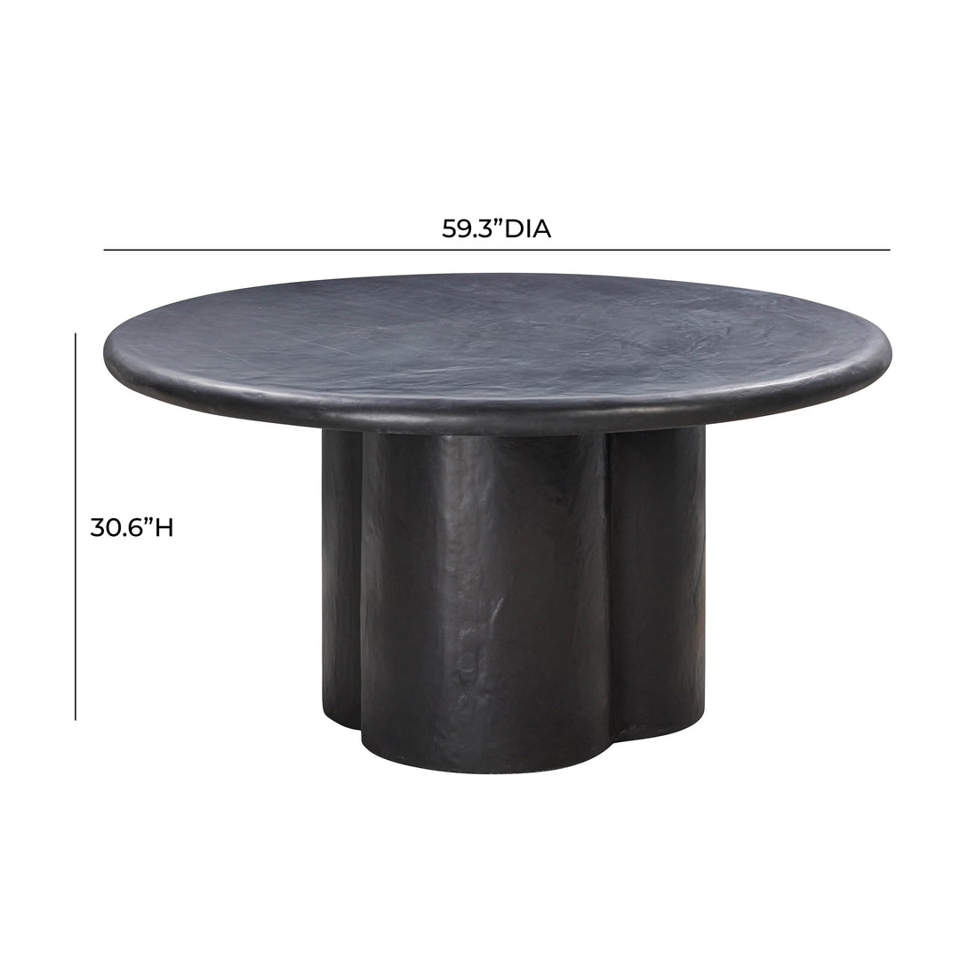 Elika 59" Black Faux Plaster Indoor/Outdoor Round Dining Table