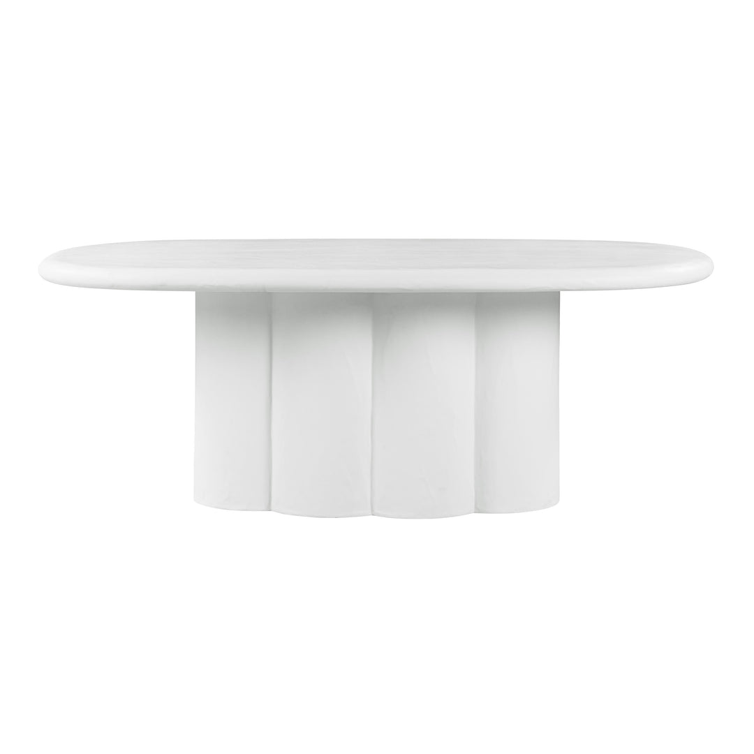 Elika 80" White Faux Plaster Indoor/Outdoor Oval Dining Table