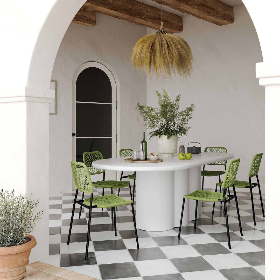 Elika 80" White Faux Plaster Indoor/Outdoor Oval Dining Table