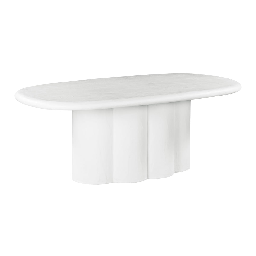 Elika 80" White Faux Plaster Indoor/Outdoor Oval Dining Table