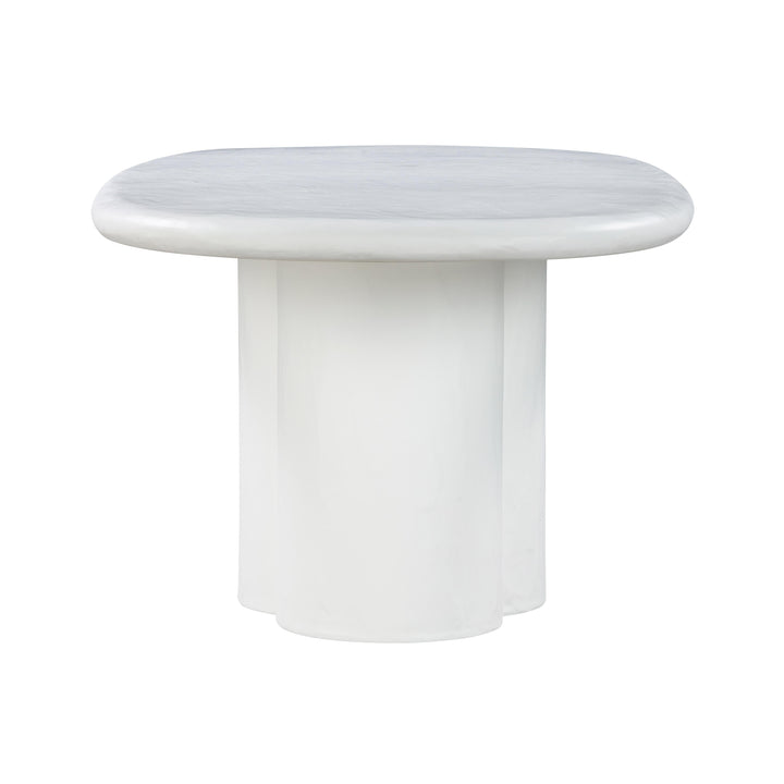 Elika 80" White Faux Plaster Indoor/Outdoor Oval Dining Table
