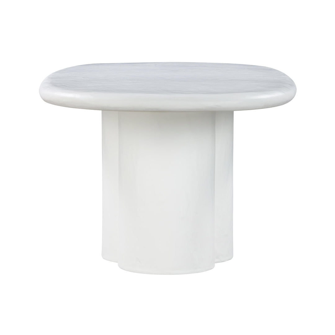 Elika 80" White Faux Plaster Indoor/Outdoor Oval Dining Table