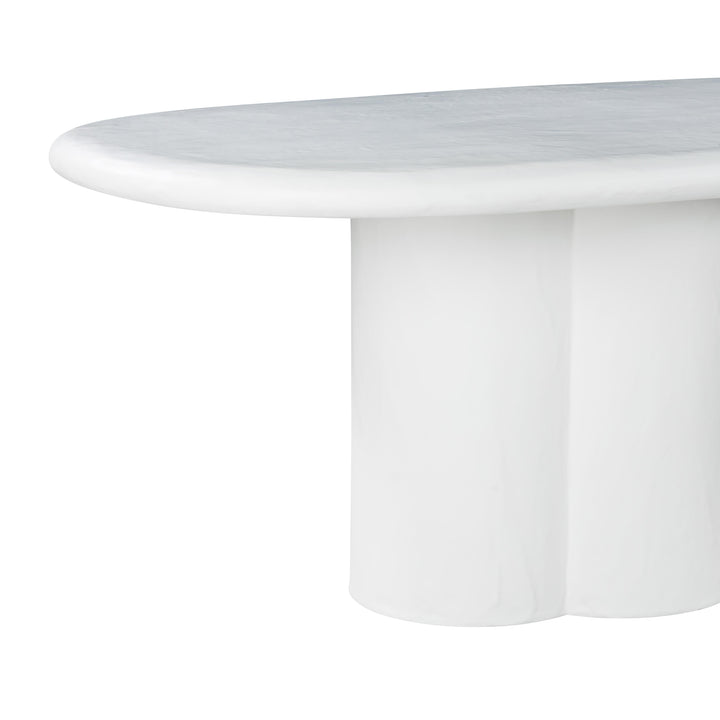 Elika 80" White Faux Plaster Indoor/Outdoor Oval Dining Table