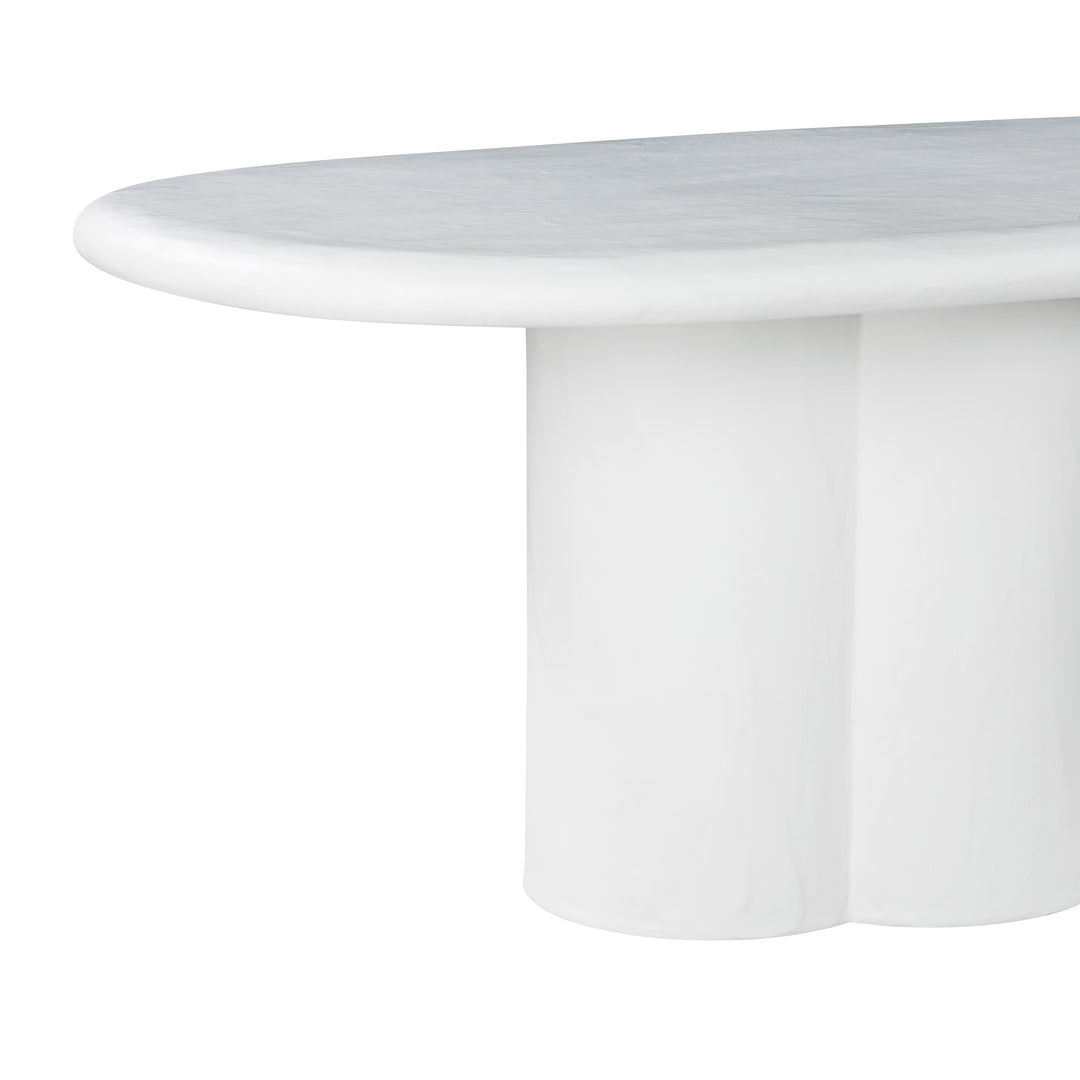 Elika 80" White Faux Plaster Indoor/Outdoor Oval Dining Table