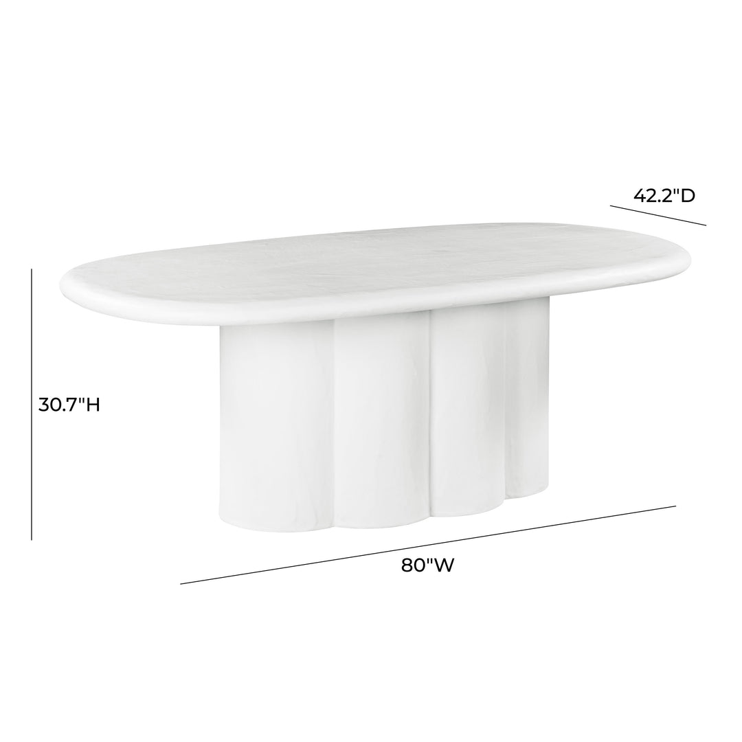 Elika 80" White Faux Plaster Indoor/Outdoor Oval Dining Table