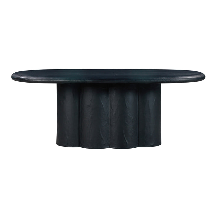 Elika 80" Black Faux Plaster Indoor/Outdoor Oval Dining Table
