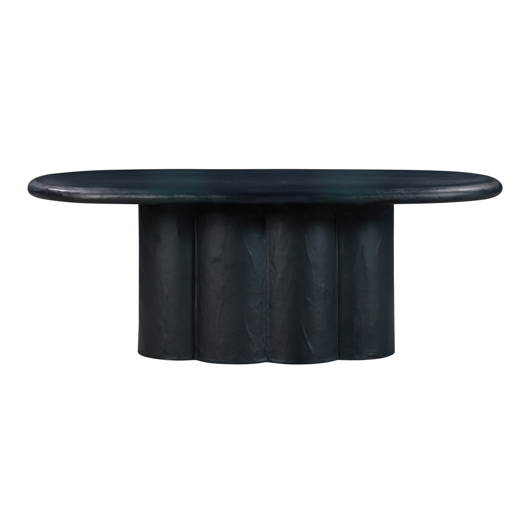 Elika 80" Black Faux Plaster Indoor/Outdoor Oval Dining Table