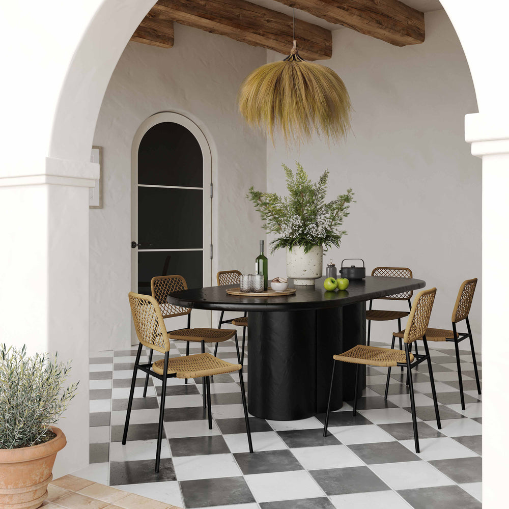 Elika 80" Faux Plaster Indoor / Outdoor Oval Dining Table