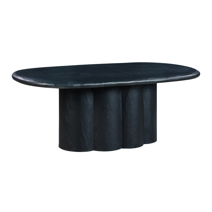 Elika 80" Black Faux Plaster Indoor/Outdoor Oval Dining Table