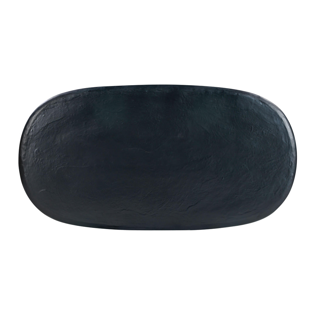 Elika 80" Black Faux Plaster Indoor/Outdoor Oval Dining Table