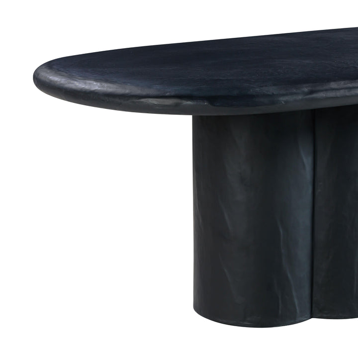 Elika 80" Black Faux Plaster Indoor/Outdoor Oval Dining Table
