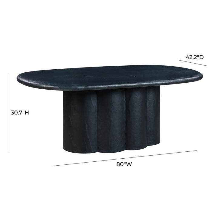 Elika 80" Black Faux Plaster Indoor/Outdoor Oval Dining Table