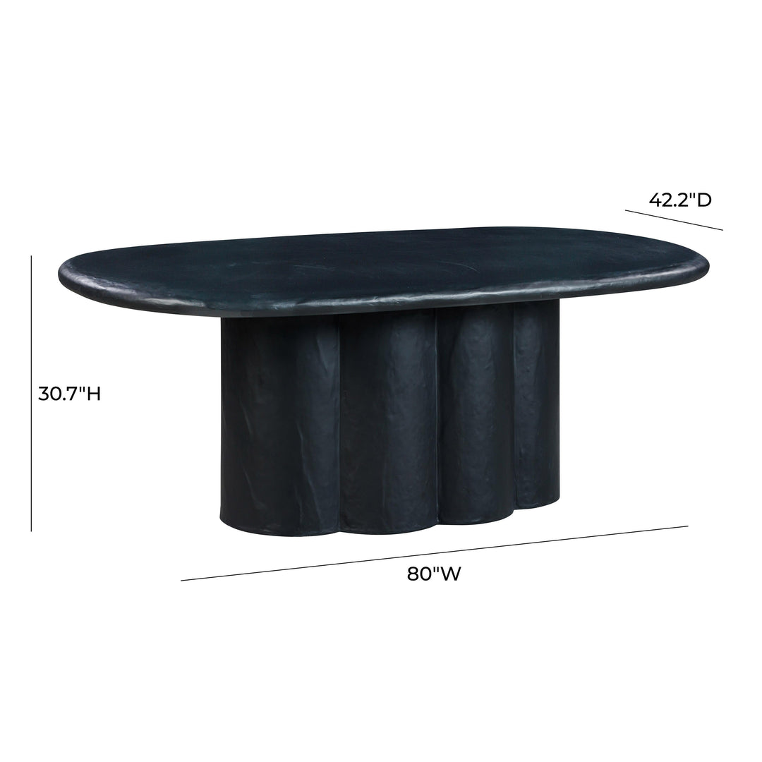 Elika 80" Black Faux Plaster Indoor/Outdoor Oval Dining Table