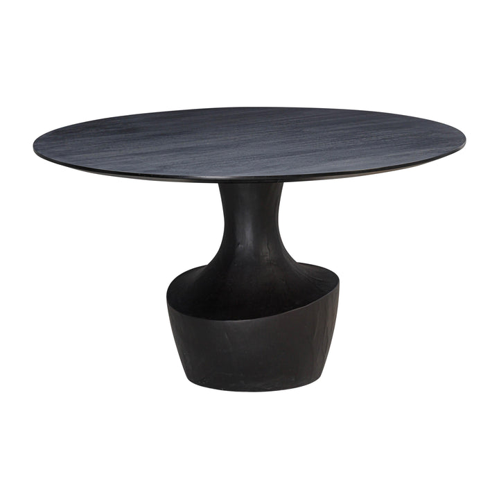 Gevra 54" Black Acacia &amp;amp; Faux Plaster Round Dining Table