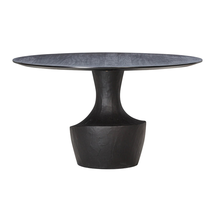 Gevra 54" Black Acacia &amp;amp; Faux Plaster Round Dining Table