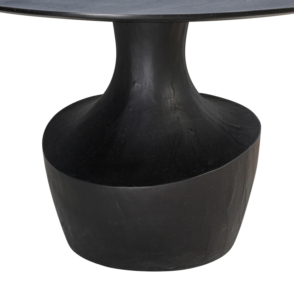 Gevra 54" Black Acacia &amp; Faux Plaster Round Dining Table