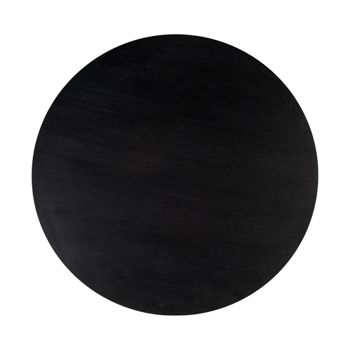Gevra 54" Black Acacia &amp;amp; Faux Plaster Round Dining Table