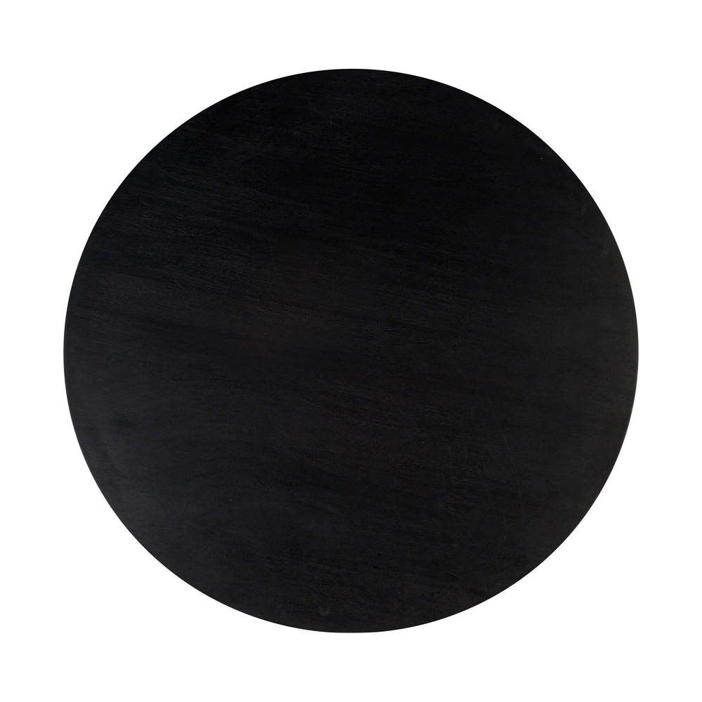 Gevra 54" Black Acacia &amp; Faux Plaster Round Dining Table
