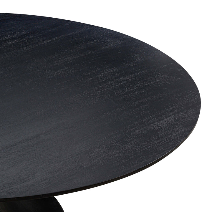 Gevra 54" Black Acacia &amp;amp; Faux Plaster Round Dining Table