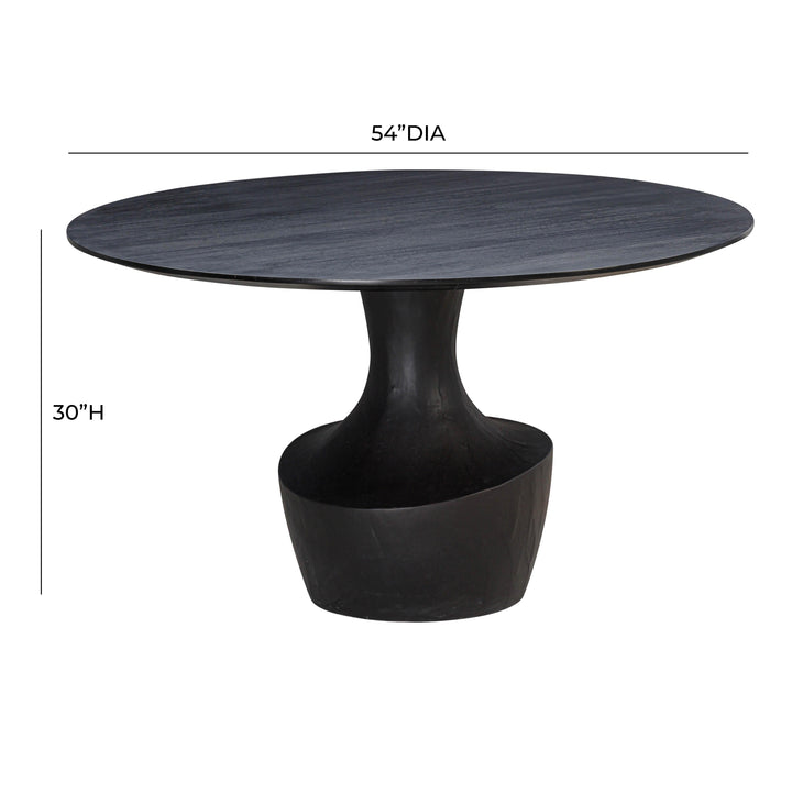 Gevra 54" Black Acacia &amp;amp; Faux Plaster Round Dining Table