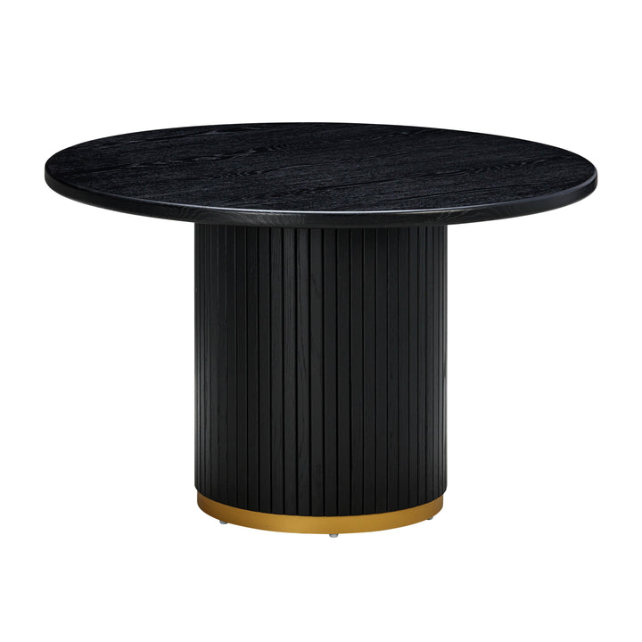 Chelsea 47" Black Oak Wood Round Dining Table