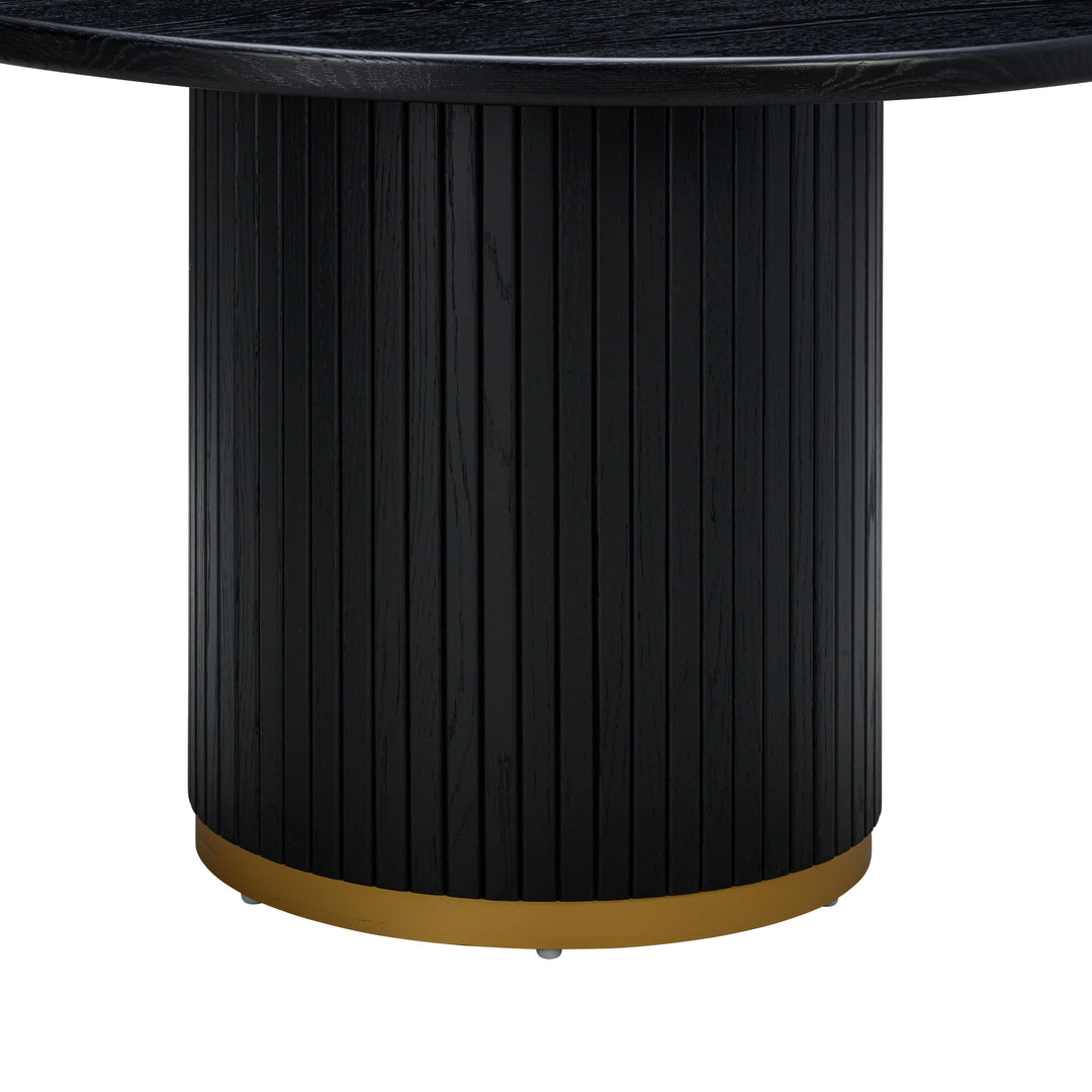 Chelsea 47" Black Oak Wood Round Dining Table