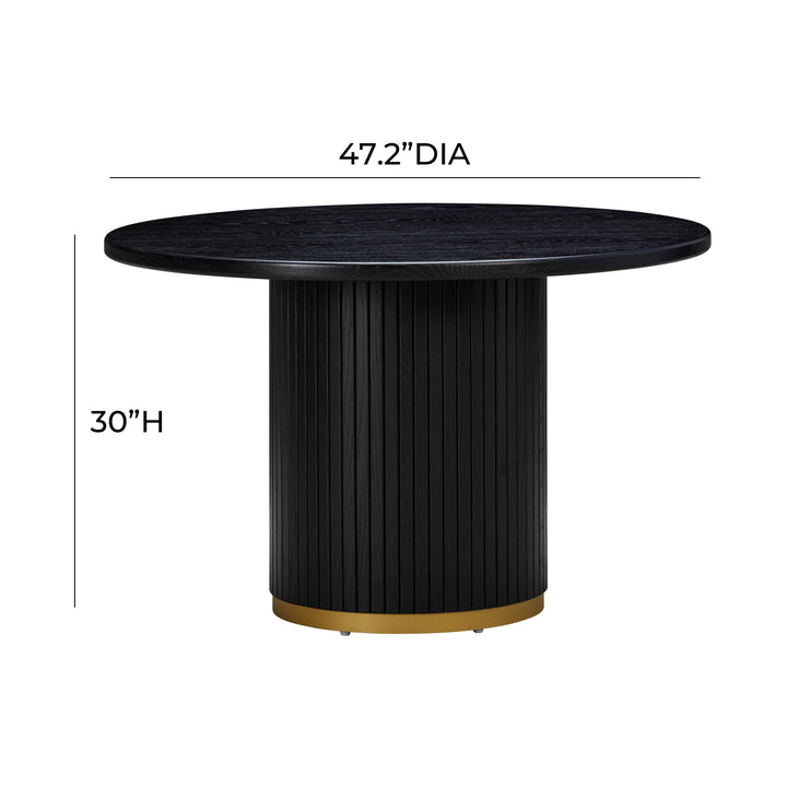 Chelsea 47" Black Oak Wood Round Dining Table