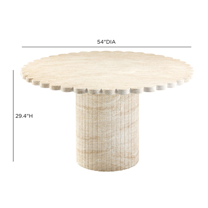 Blossom 54" Washed Faux Travertine Finish Indoor/Outdoor Round Dining Table
