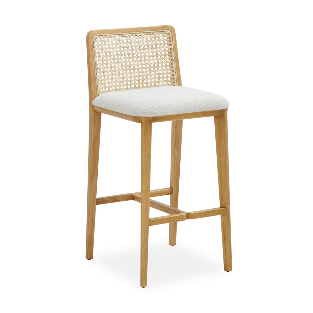 Gerri Cream Performance Tweed and Rattan Counter Stool
