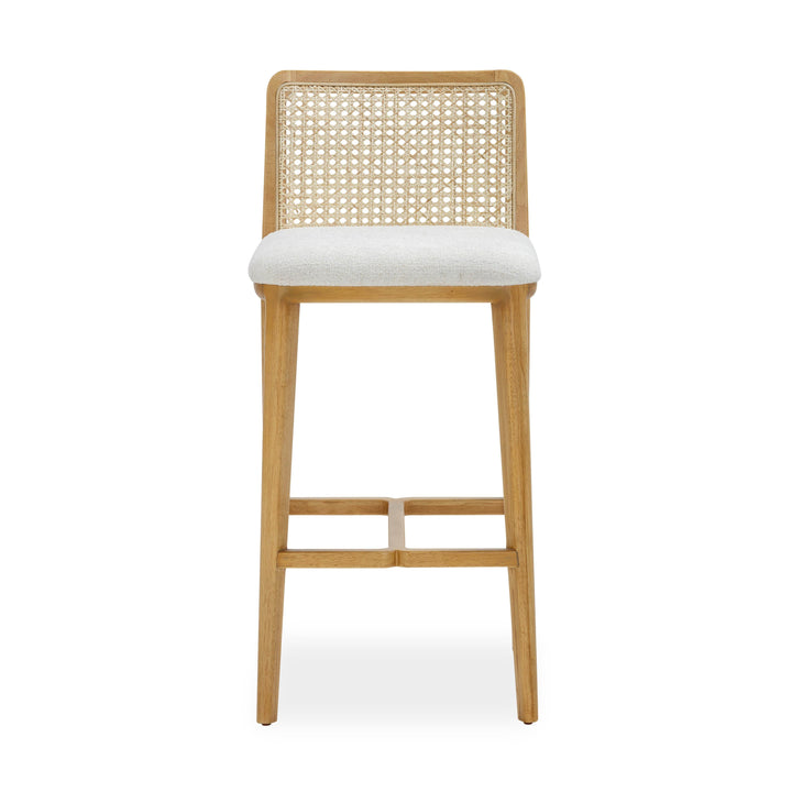 Gerri Cream Performance Tweed and Rattan Counter Stool