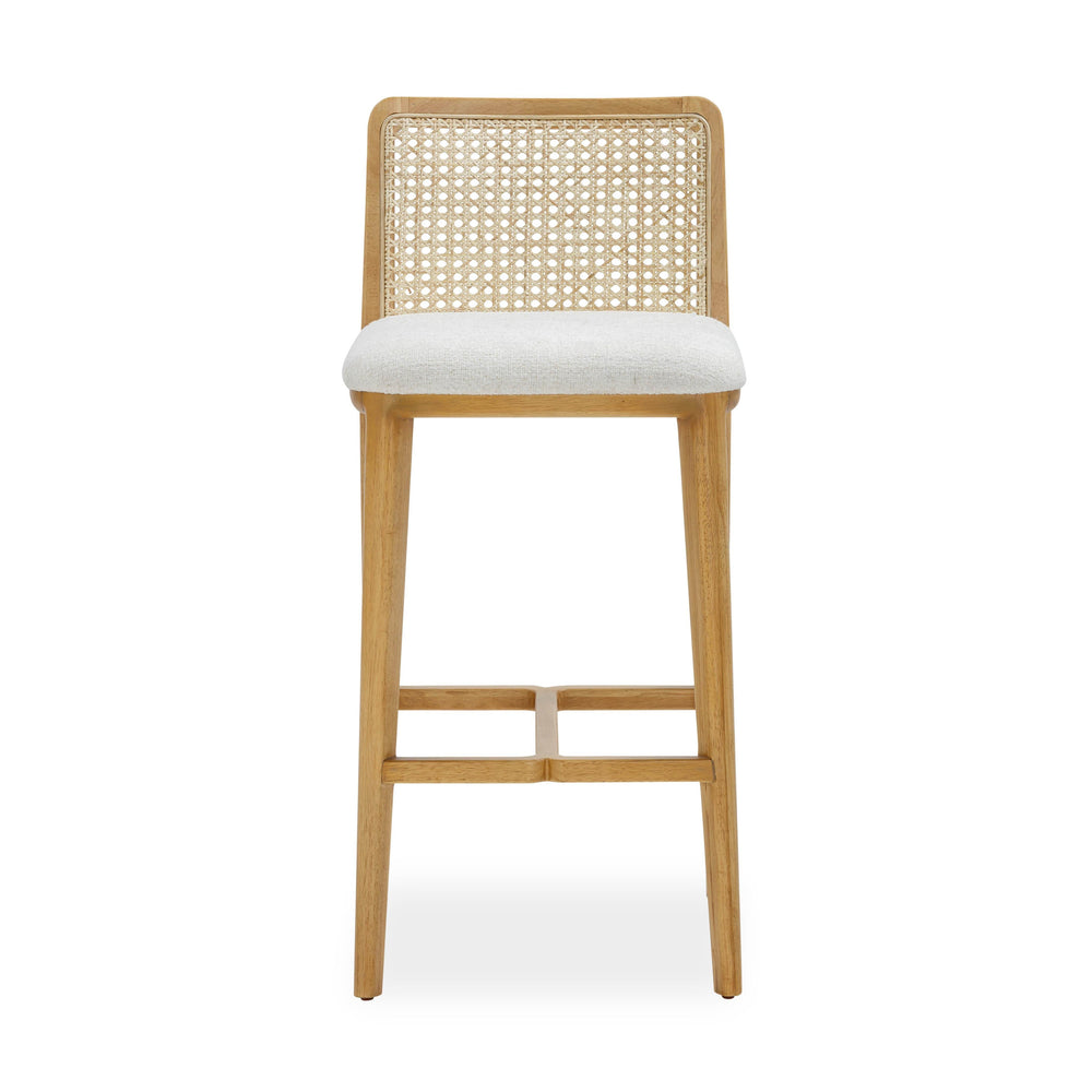 Gerri Cream Performance Tweed and Rattan Counter Stool