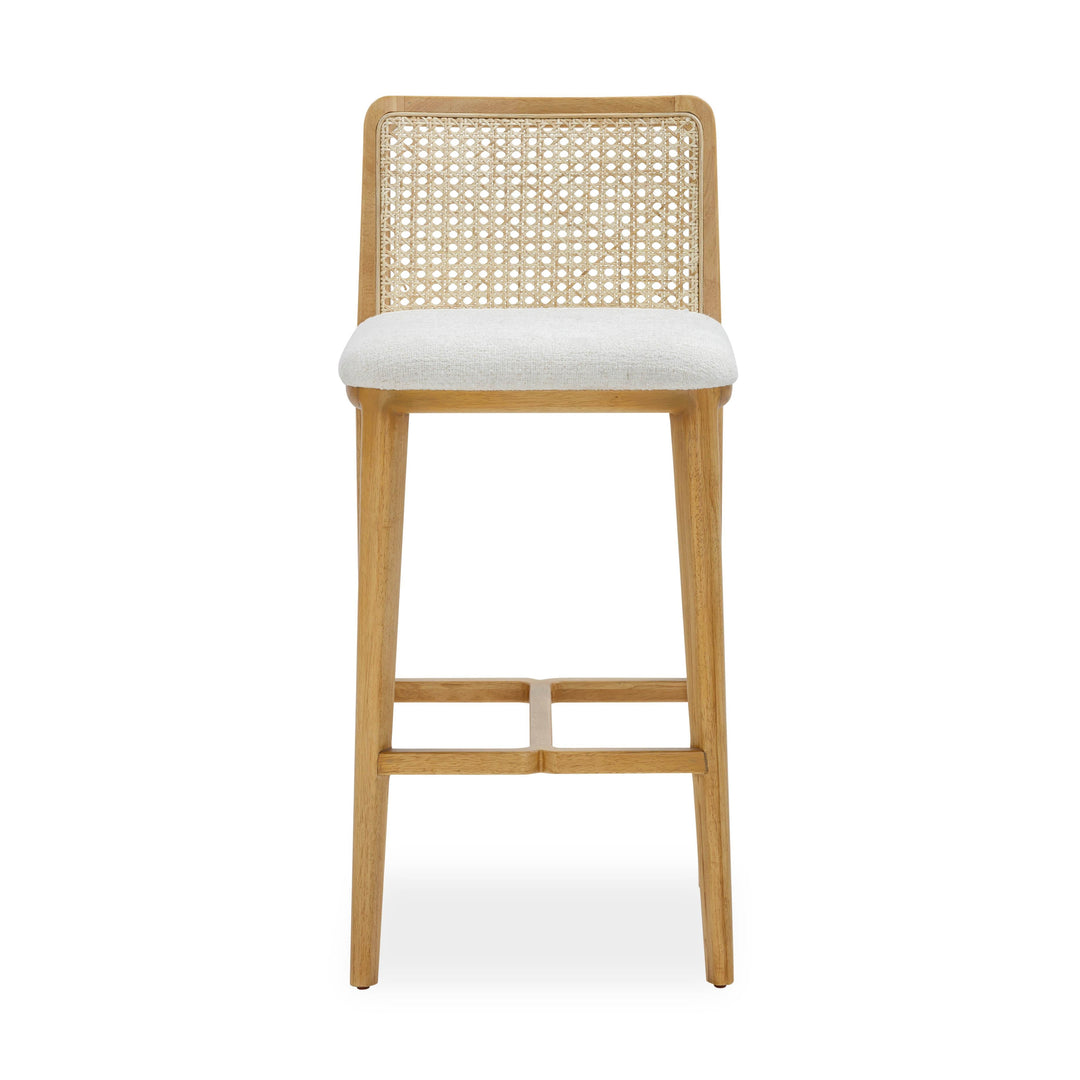 Gerri Cream Performance Tweed and Rattan Counter Stool