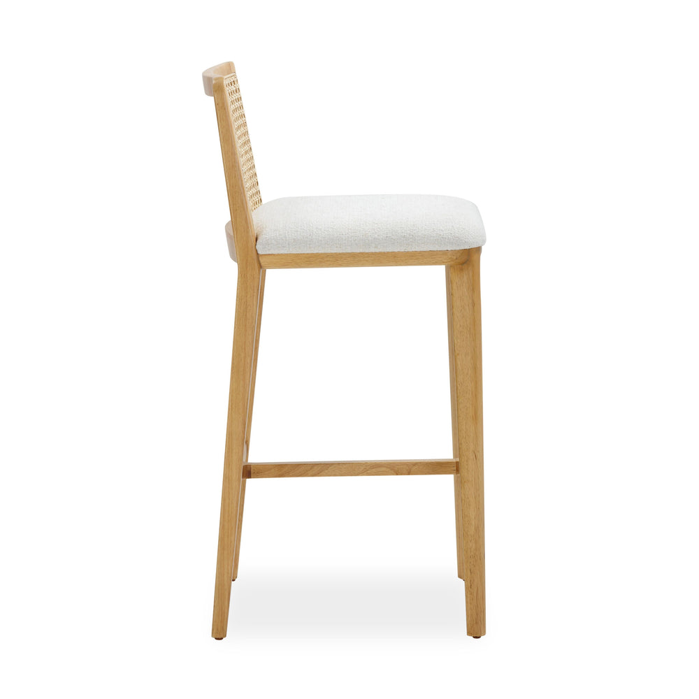 Gerri Cream Performance Tweed and Rattan Counter Stool