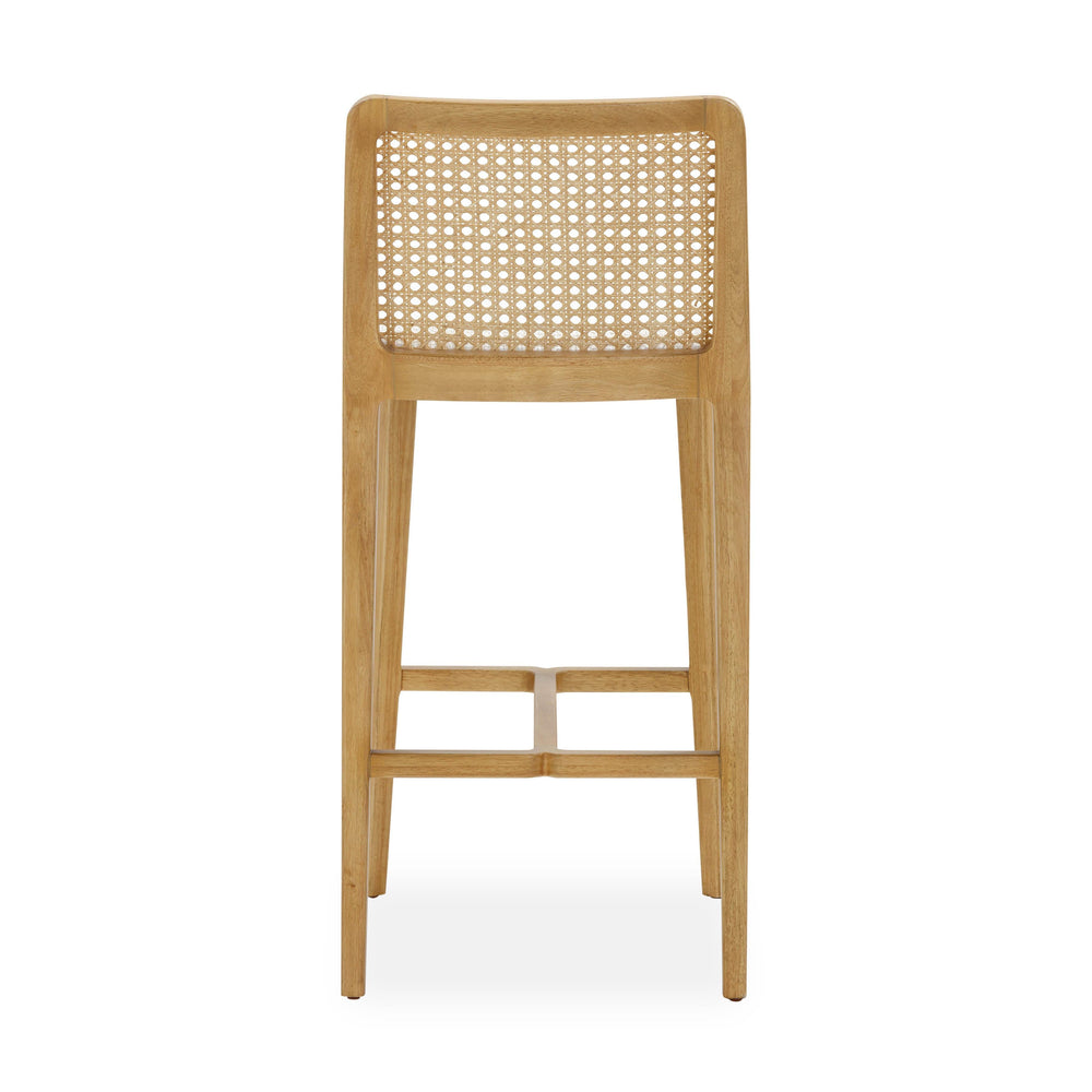 Gerri Cream Performance Tweed and Rattan Counter Stool