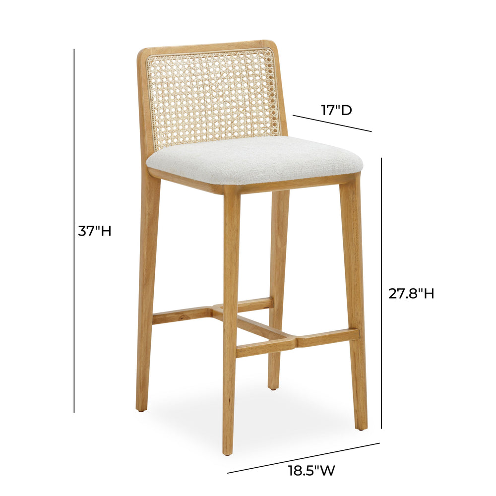 Gerri Cream Performance Tweed and Rattan Counter Stool