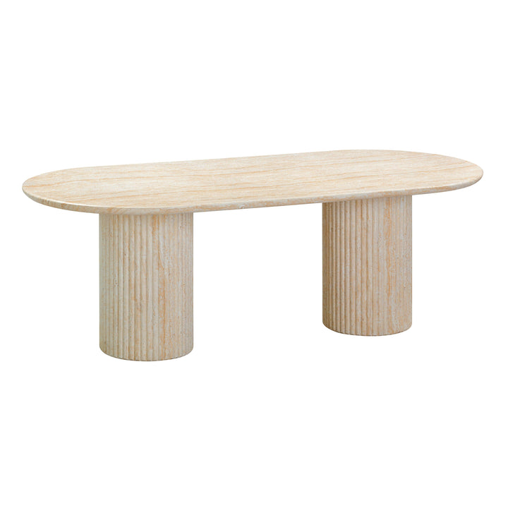 Brut 86" Travertine Pattern Concrete Indoor/Outdoor Oval Dining Table