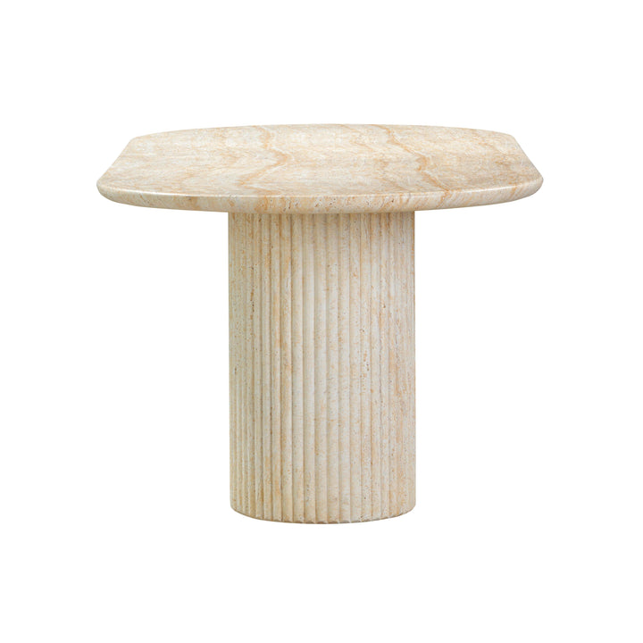 Brut 86" Travertine Pattern Concrete Indoor/Outdoor Oval Dining Table