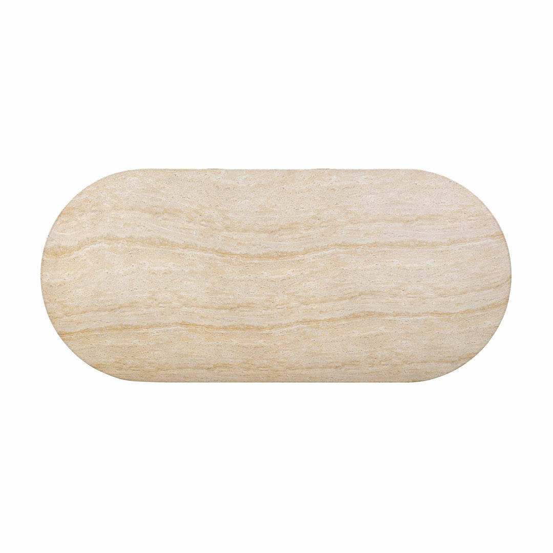 Brut 86" Travertine Pattern Concrete Indoor/Outdoor Oval Dining Table