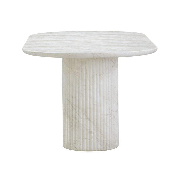 Brut 86" White Marble Pattern Concrete Indoor/Outdoor Oval Dining Table