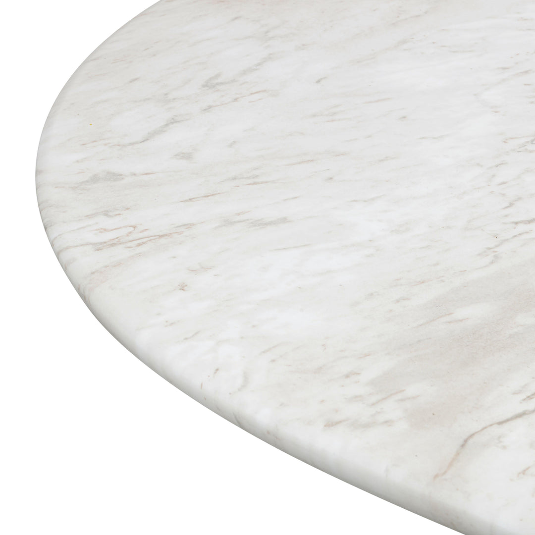 Brut 86" White Marble Pattern Concrete Indoor/Outdoor Oval Dining Table
