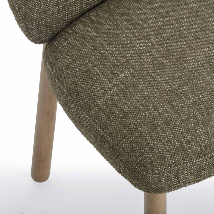 Foxy Olive Green Textured Performance Fabric Dining Chair