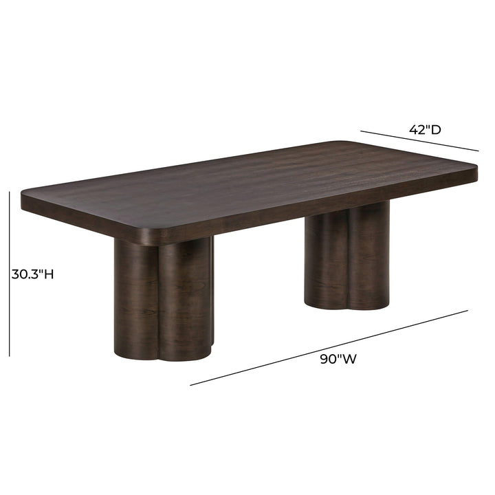Bambi 90" Dark Brown Ash Rectangular Dining Table