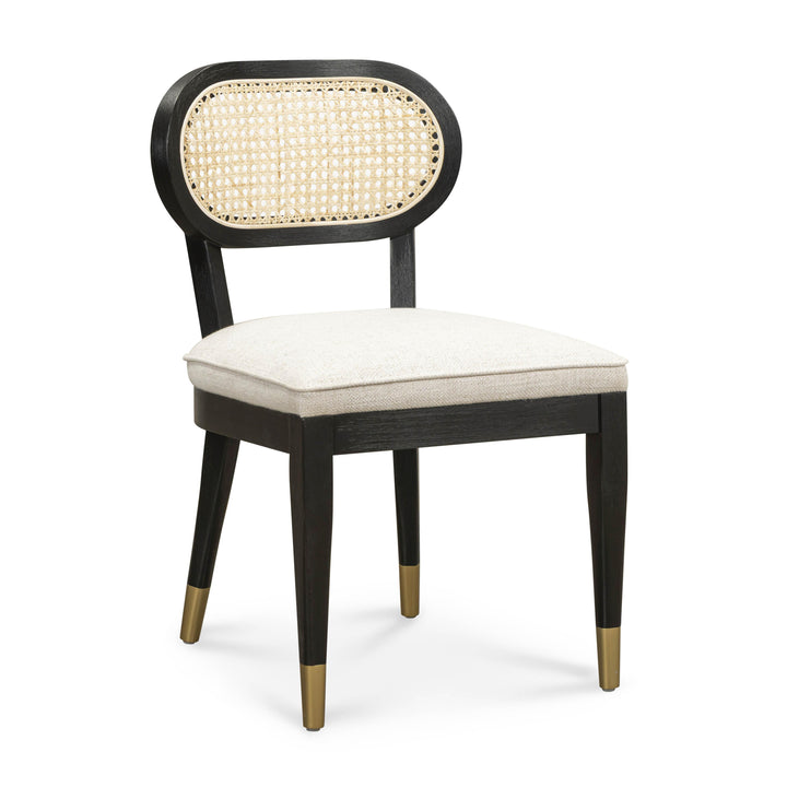 TOV Furniture Cosette Black Dining Chair in Cream Performance Linen
