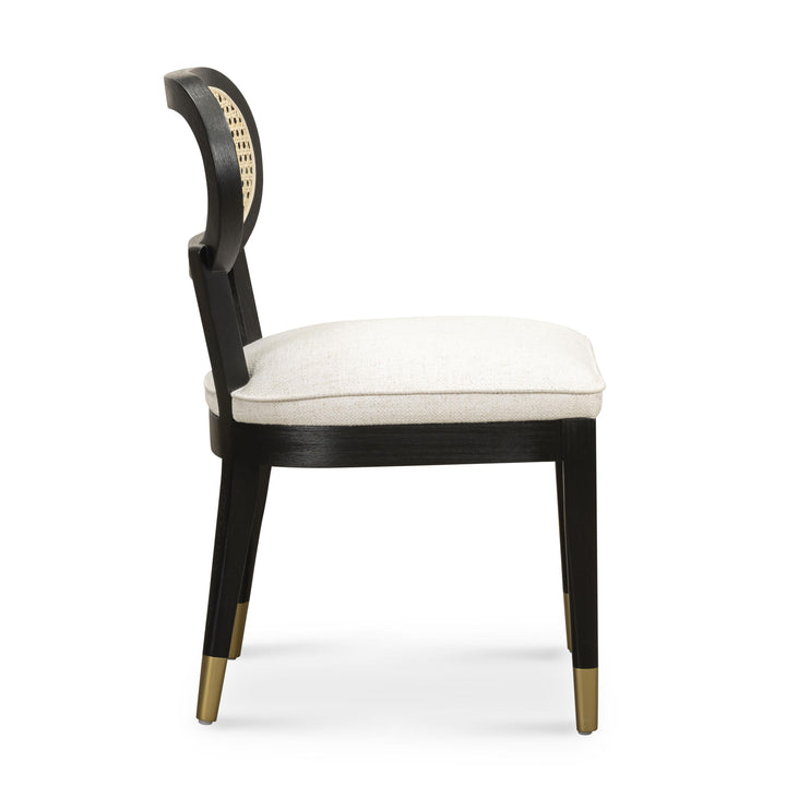 Cosette Black Dining Chair in Cream Performance Linen