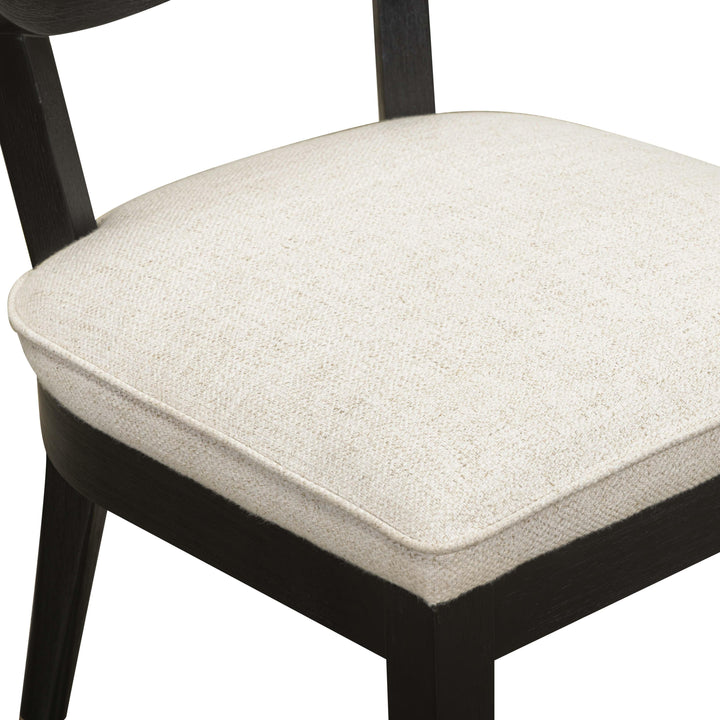 Cosette Black Dining Chair in Cream Performance Linen